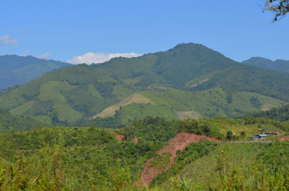 Forest loss in sloping lands replaced by agricultural plantation in Nan province, Thailand. (Image courtesy: Zhenzhong Zeng)